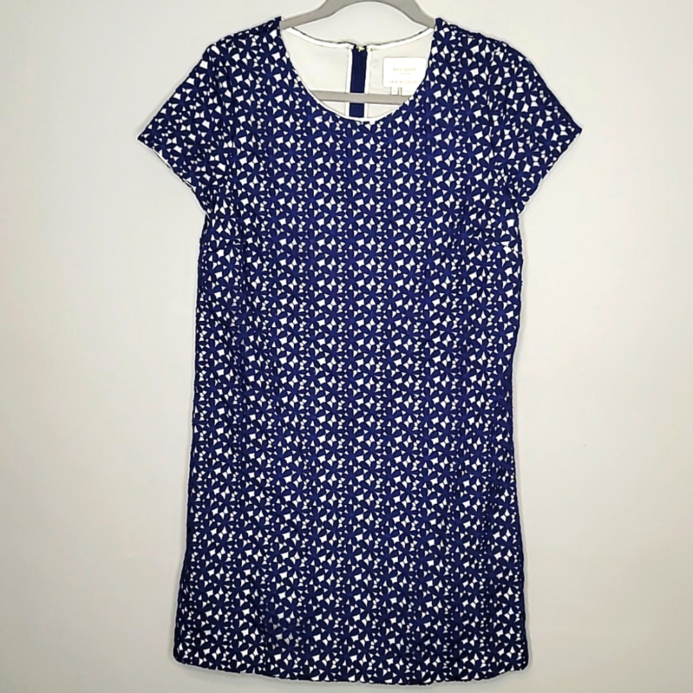 Kate Spade New York size 6 blue eyelet lace floral lined dress
